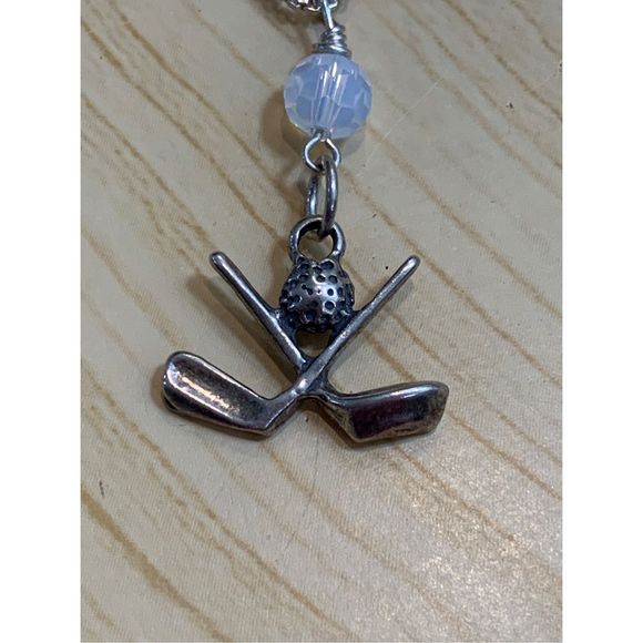 .925 Golf Clubs Charm on Sterling Silver Box Chain #golf - Picture 3 of 6